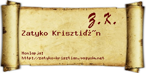 Zatyko Krisztián névjegykártya